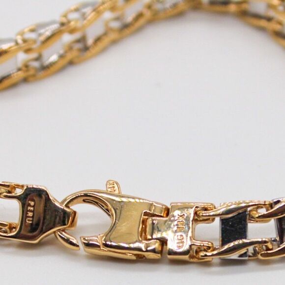 14K Two-Tone 8.5" Fancy Link Men’s Bracelet – 7.5mm, 34.1g, Hand-Polished - Picture 15 of 16